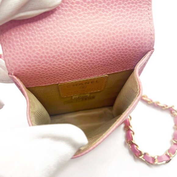 Authentic CHANEL Vintage Mini Flap Caviar Leather Pouch Cigarette Case Crossbody - Picture 13 of 15